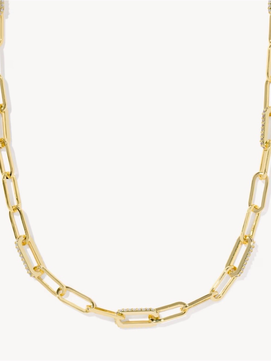 Kendra Scott Gold Paperclip Chain Necklace With Crystal Accents